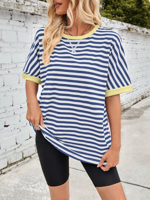 Lovelet Striped Round Neck Half Sleeve T-Shirt - React Activewear