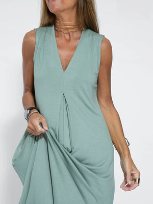 Full Size V-Neck Sleeveless Maxi Dress with Slit Plus Size - React Activewear