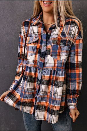 Plaid Collared Neck Long Sleeve Shirt - React Activewear