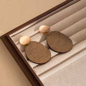 18K Gold-Plated Geometric Wood Drop Earrings - React Activewear