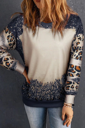 Leopard Round Neck Long Sleeve Sweatshirt - React Activewear