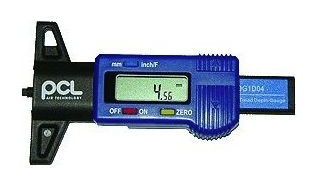 An image of a blue digital depth gauge