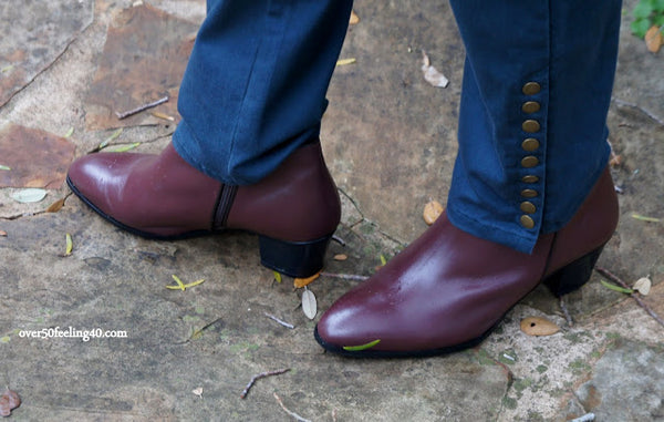 rhea footwear daphne booties brown over50feeling40 womens blog