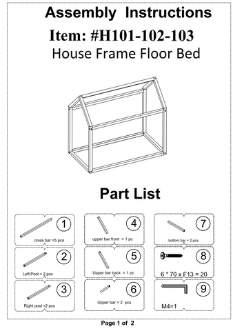 instructions bed assembly frame house floor furniture custom kids shown pdf would please email contact these if