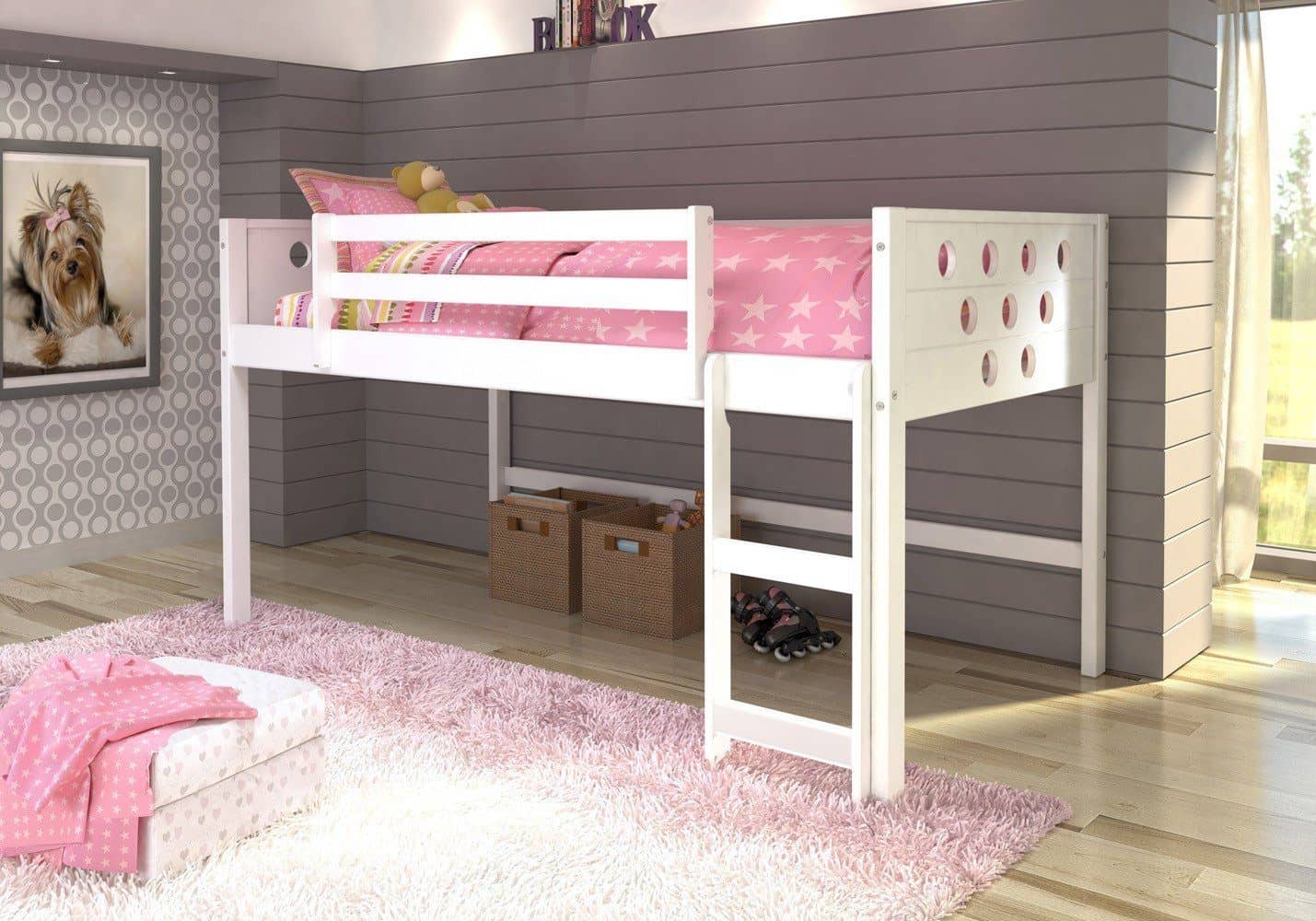 white loft bunk bed
