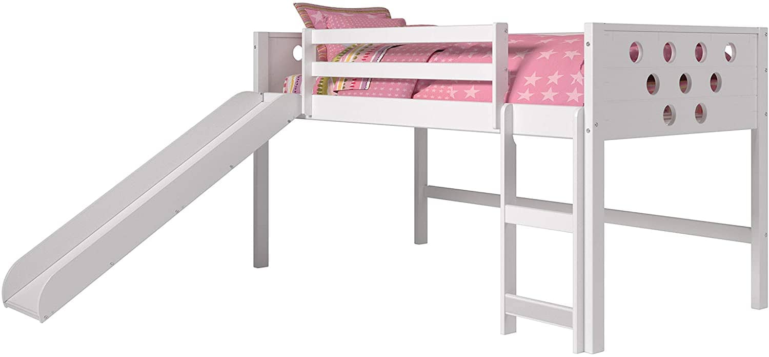 white loft bed frame