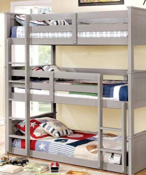 grey triple bunk bed