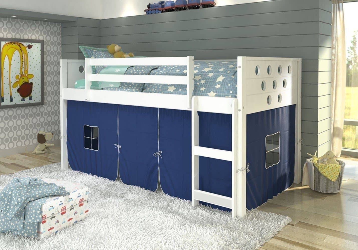 blue loft bed