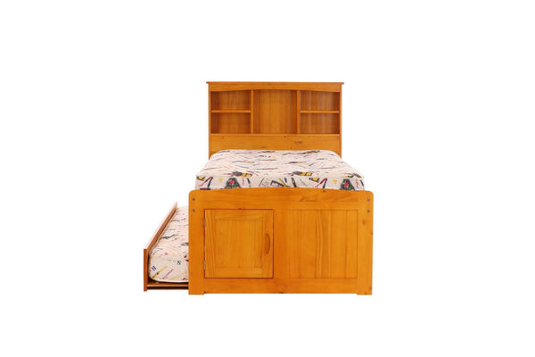 Addison Honey Twin Captains Bed With Bookcase Headboard 