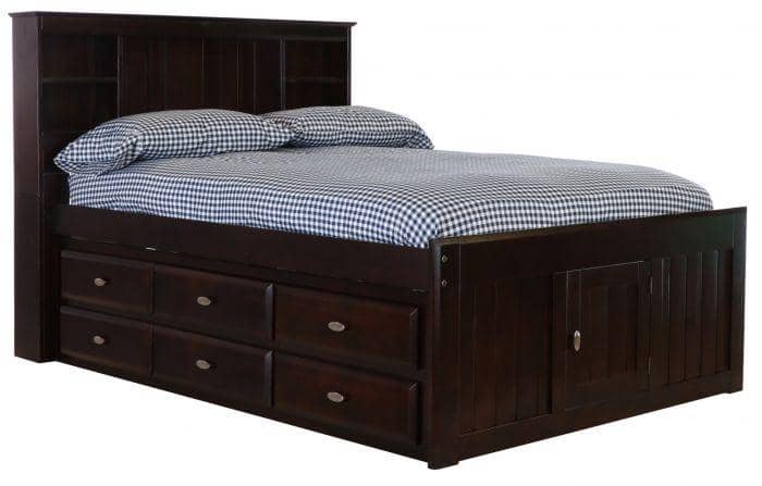 Elizabeth Espresso Full Size Captains Bed With Storage Drawers 