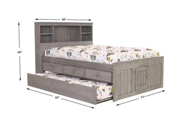 Elizabeth Gray Full Size Captains Bed With Storage Drawers 