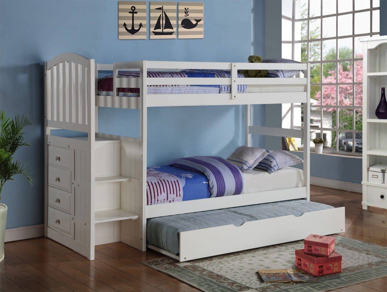 bunk bed with trundle white