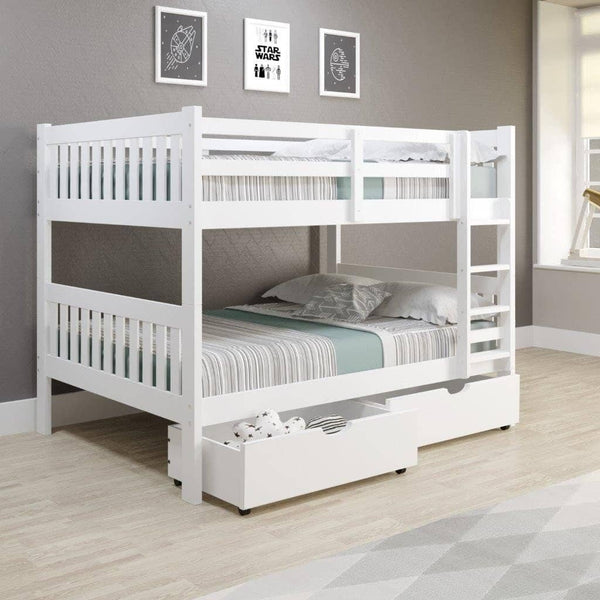 Max Full Size White Bunk Bed with Storage | Custom Kids Furniture