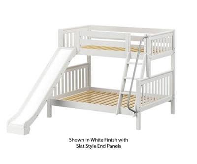 white bunk bed with slide
