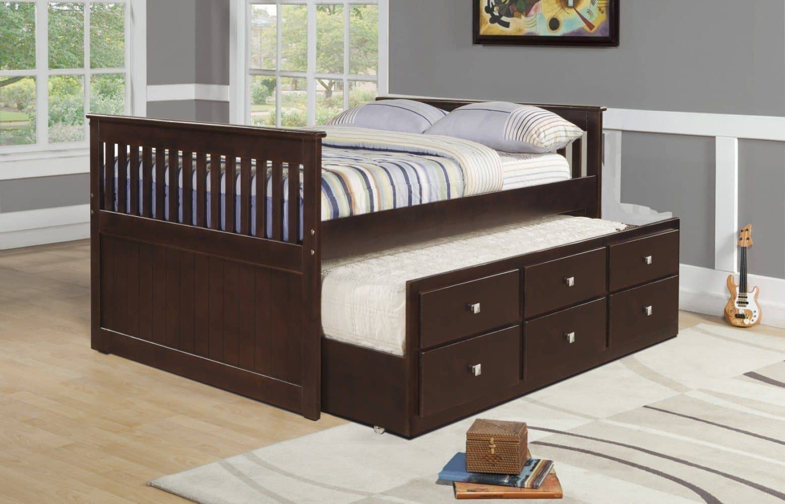 kids bed with trundle and storage