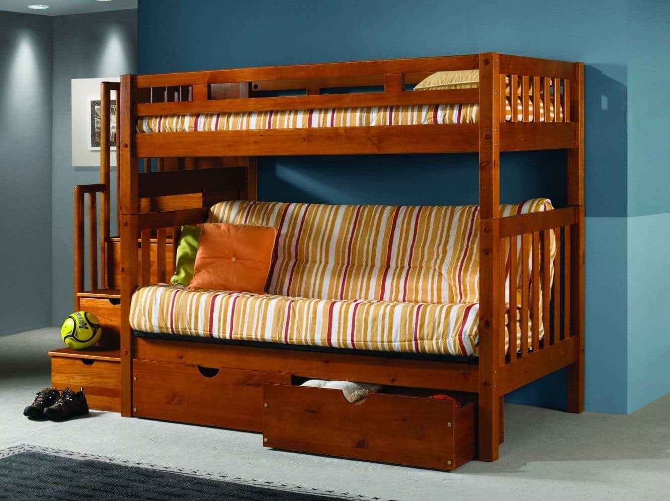 bunk beds with storage stairs