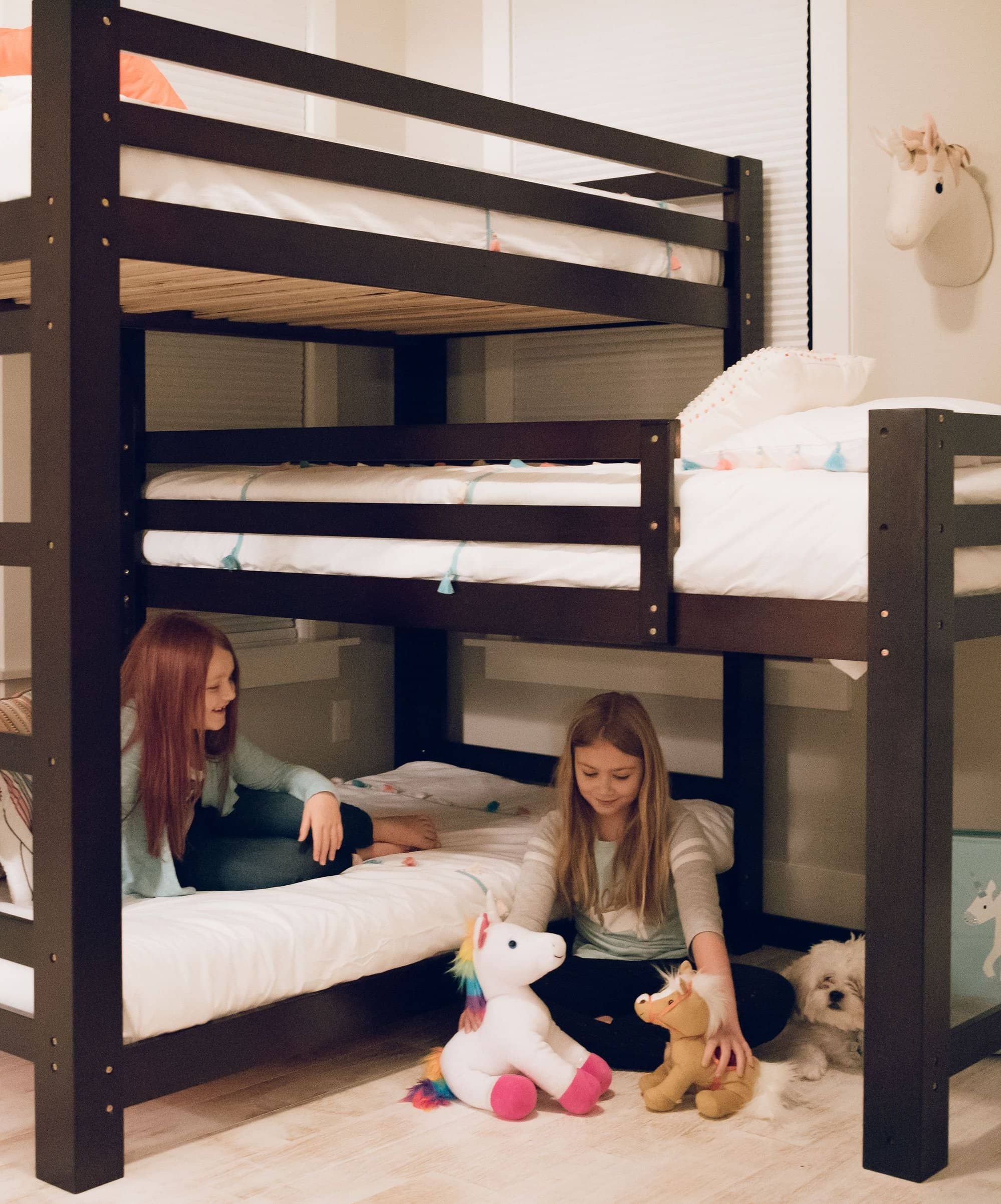 three bunk beds in one