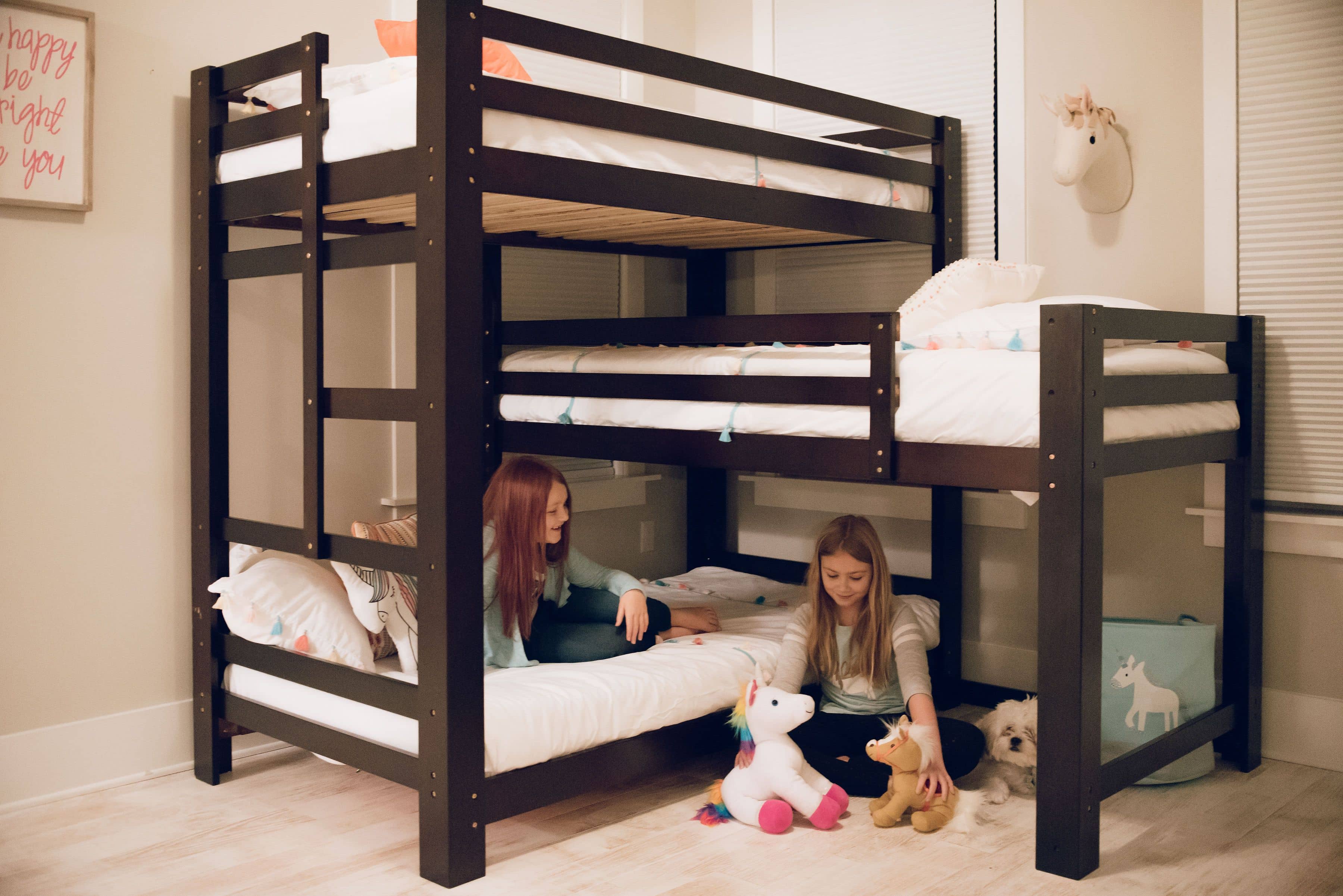 three bunk beds in one