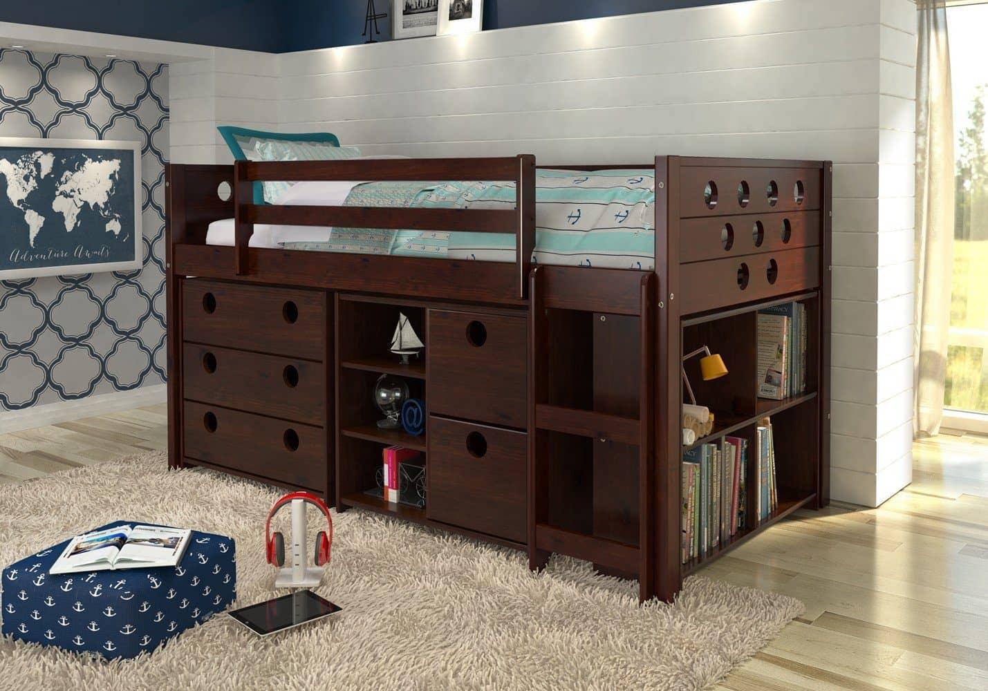 full loft bed with dresser underneath