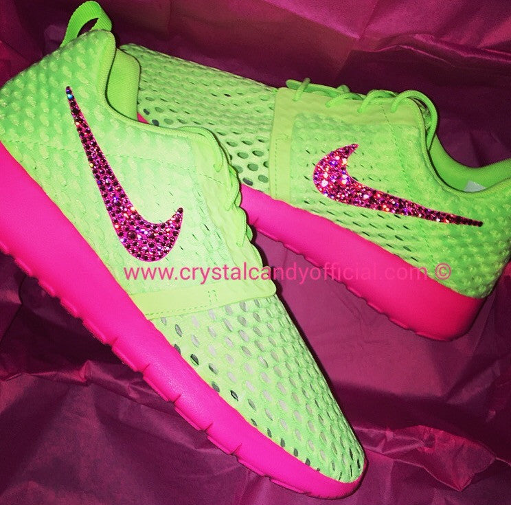 Crystal Nike Roshe Run in Neon Green 