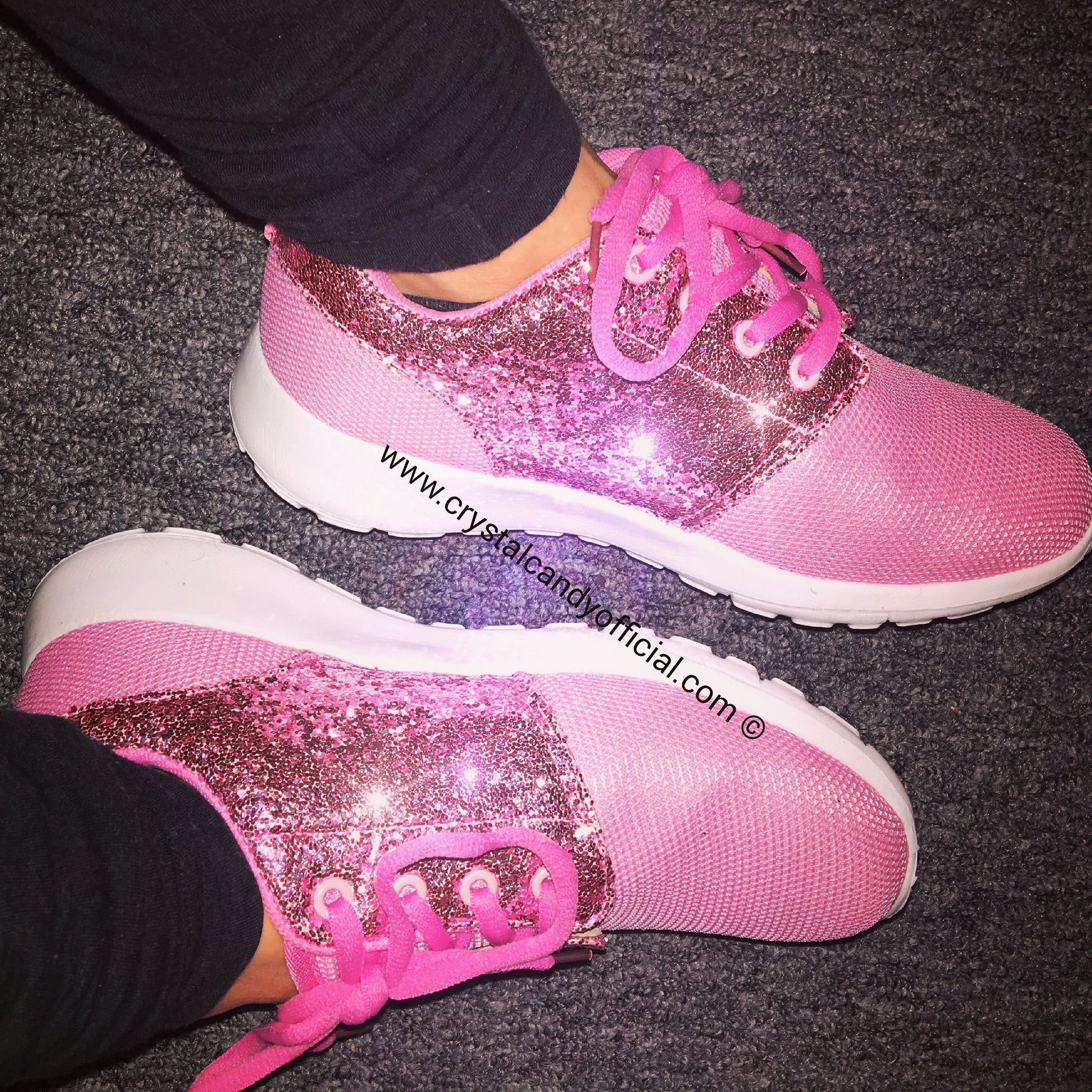 pink glitter trainers