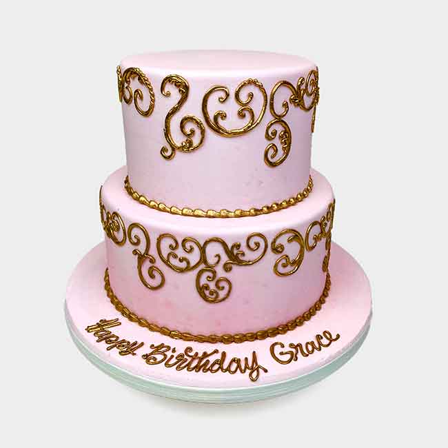 The Icing & The Cake - Scroll work with gold edible pearlsyes