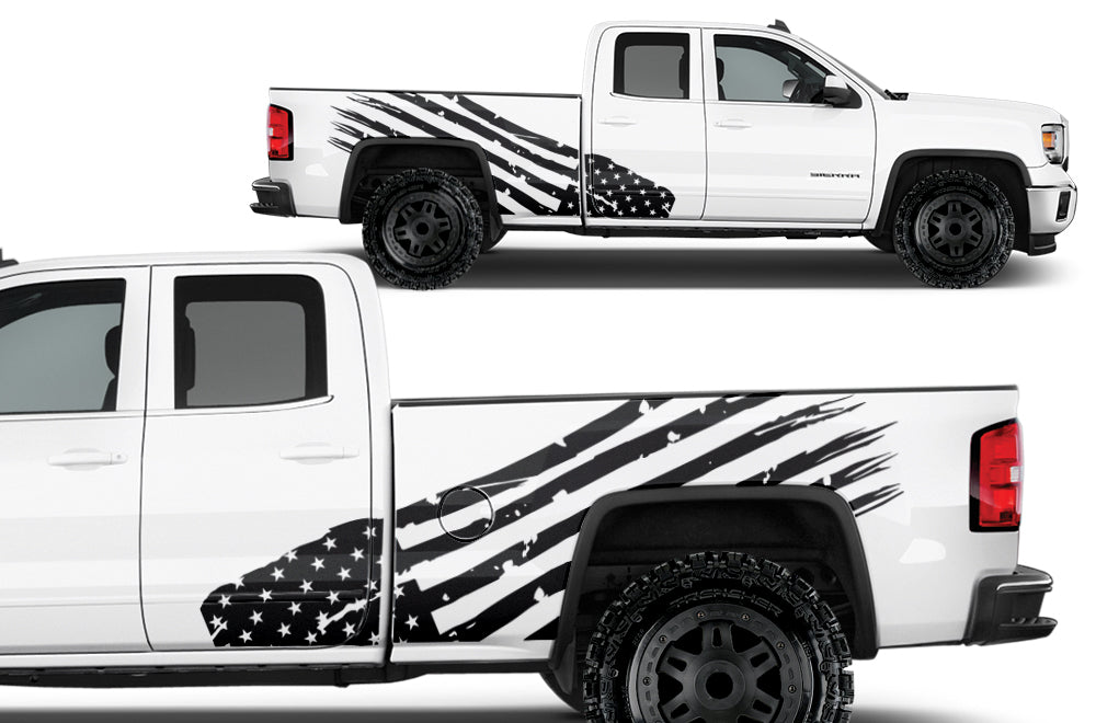 black american flag truck wrap