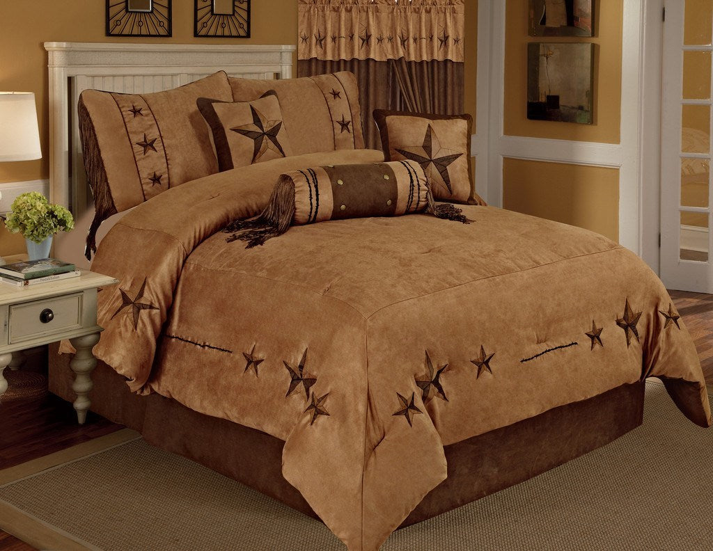 Western Cowboy Luxory Comforter 7 Pieces Set Rust Color