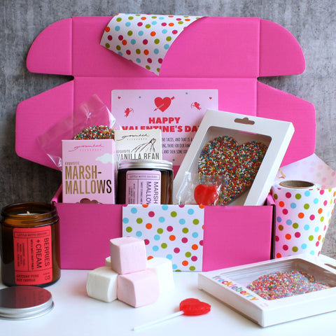 Valentine's Day Pink Chocolate & Candle Personalised Hamper