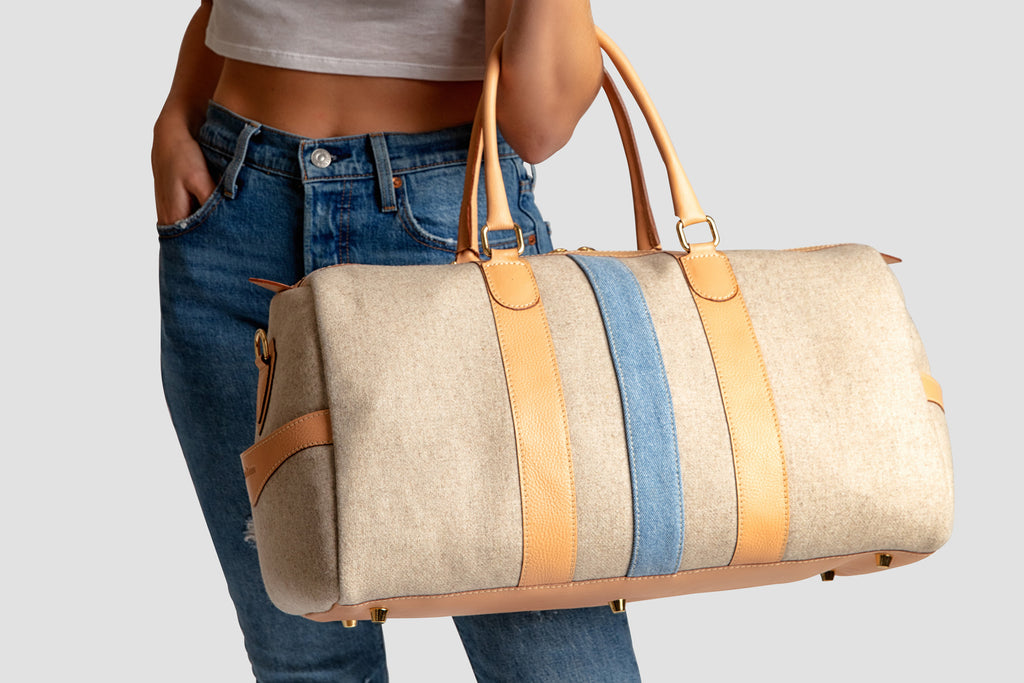 nude Italian wool duffel bag