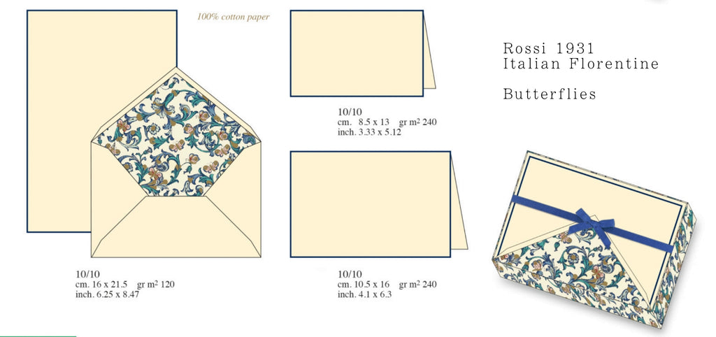 Butterfly Florentine Italian stationery rossi 1931 letterseals.com