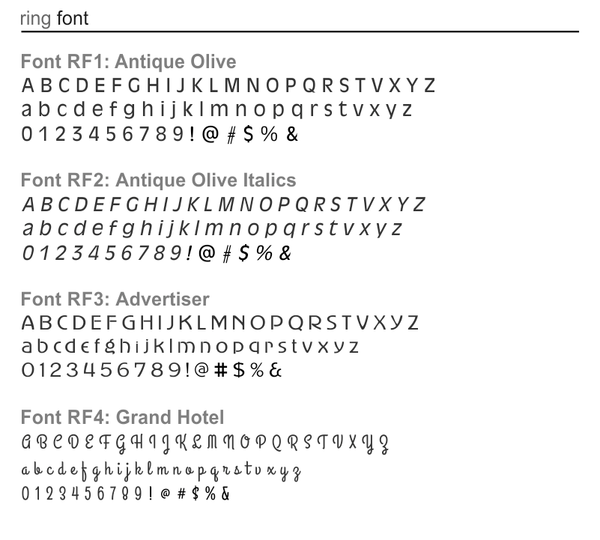 ring engraving font selection