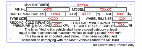 used imported trailer compliance plate