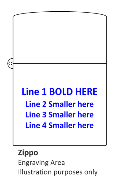 Zippo 4 lines of text