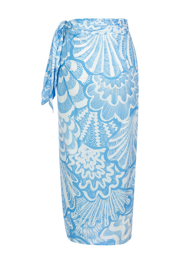 Shellegance Blue Abstract Shells- Wrap Skirt