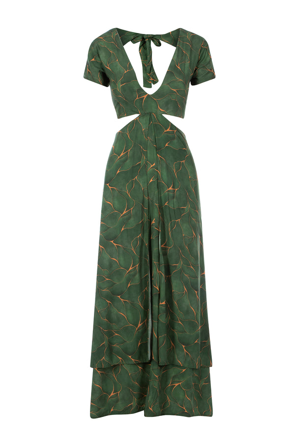 Emerald Leaf - Tie Back Calypso Dress