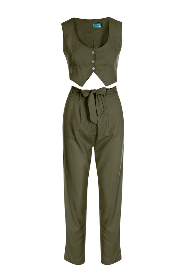 Olive - Linen Tapered Pants(PRE- ORDER)