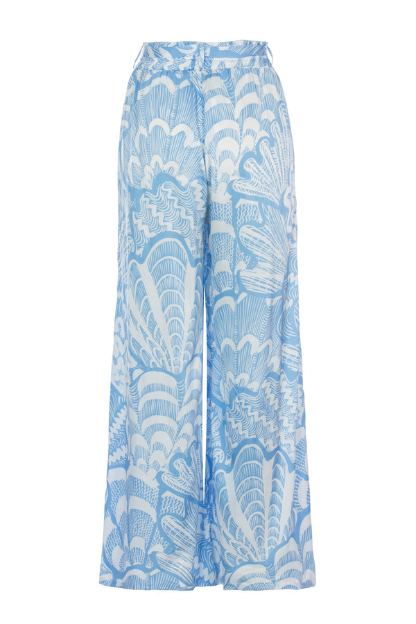 Shellegance Blue Abstract Shells - Mykonos Split Pants