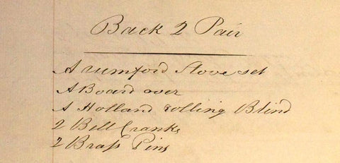 ‘Bell Cranks’ listed on the Inventory of 48 Doughty Street, 1837. Charles Dickens Museum Collection (B374)