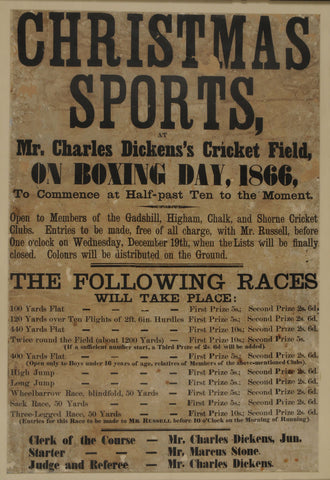 Poster, advertising sports at Dickens's Sports Ground