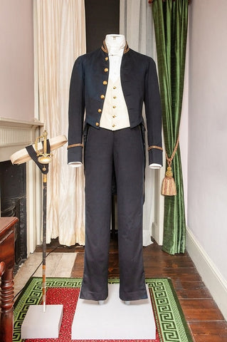 Image of court suit made of wool, cotton, with metal trim and buttons