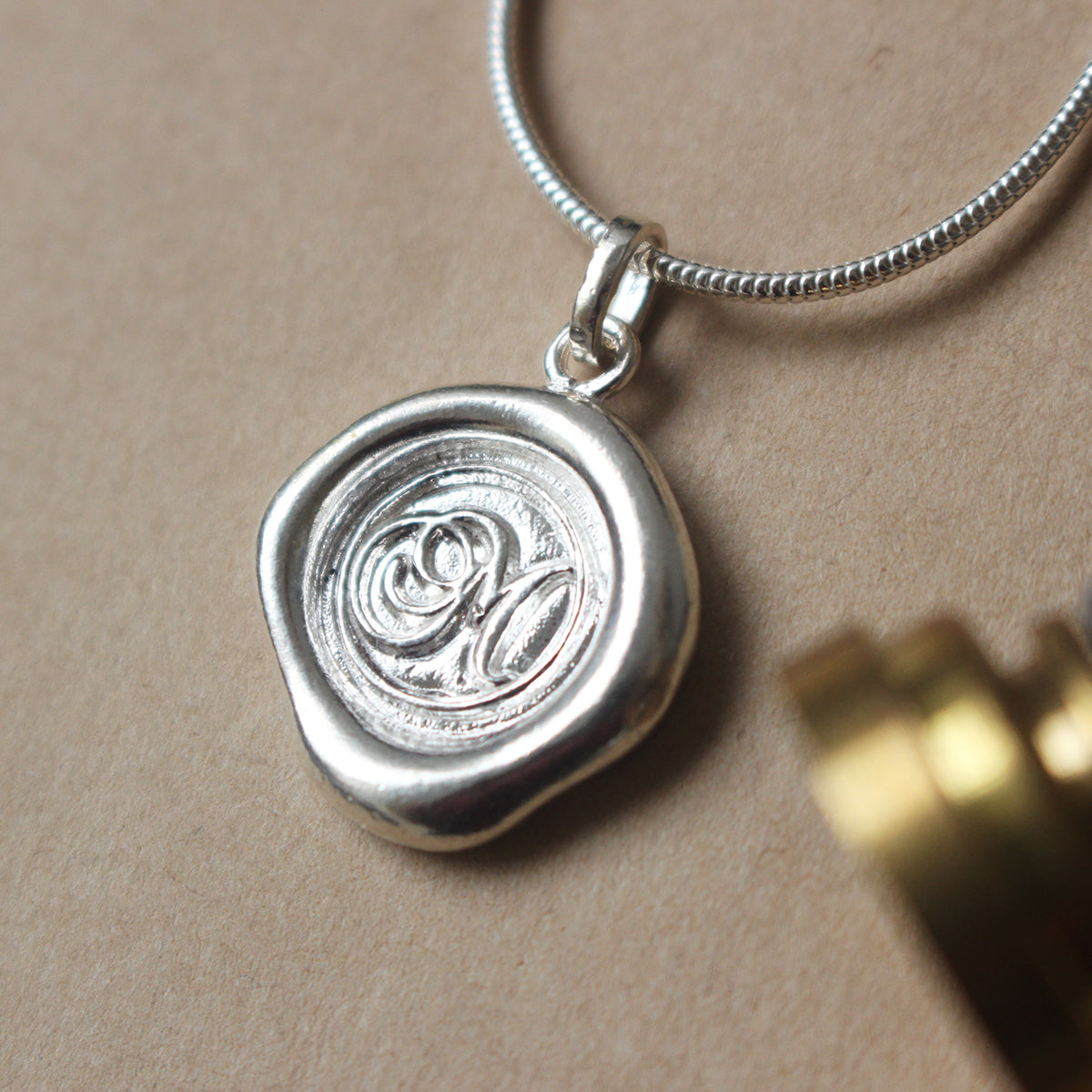 sterling silver wax seal pendant