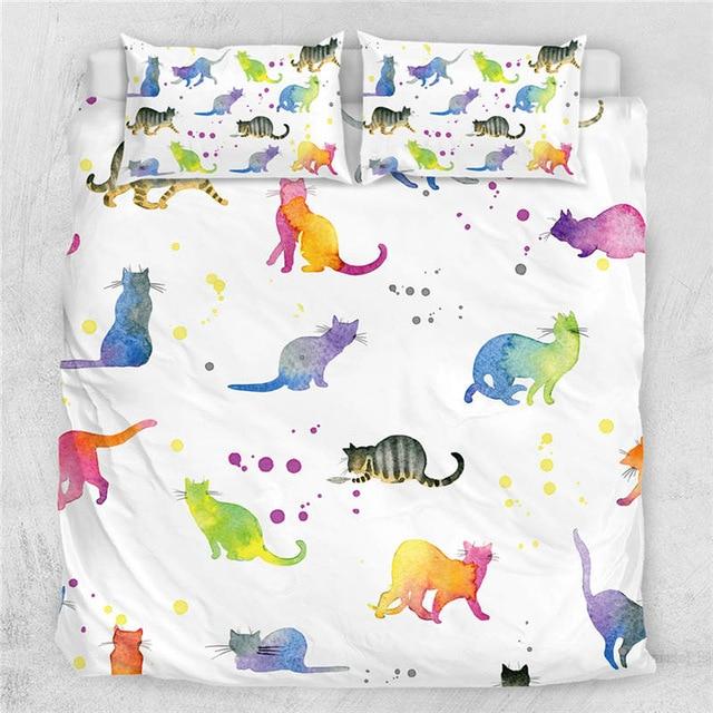 3pcs Cat Print Bedding Set Pet Clever