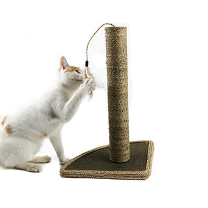 you & me cat scratch post with feather toys