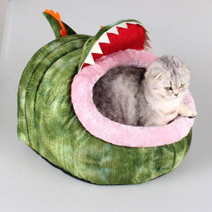 Crocodile Cat House Bed With Removable Cushion Waterproof Bottom Pet Clever