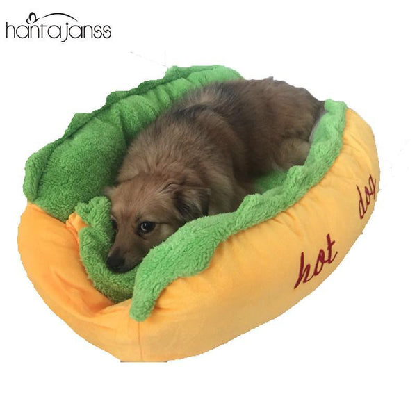 Hot Dog House Bed With Removable Cushion & Waterproof Bottom Pet Clever