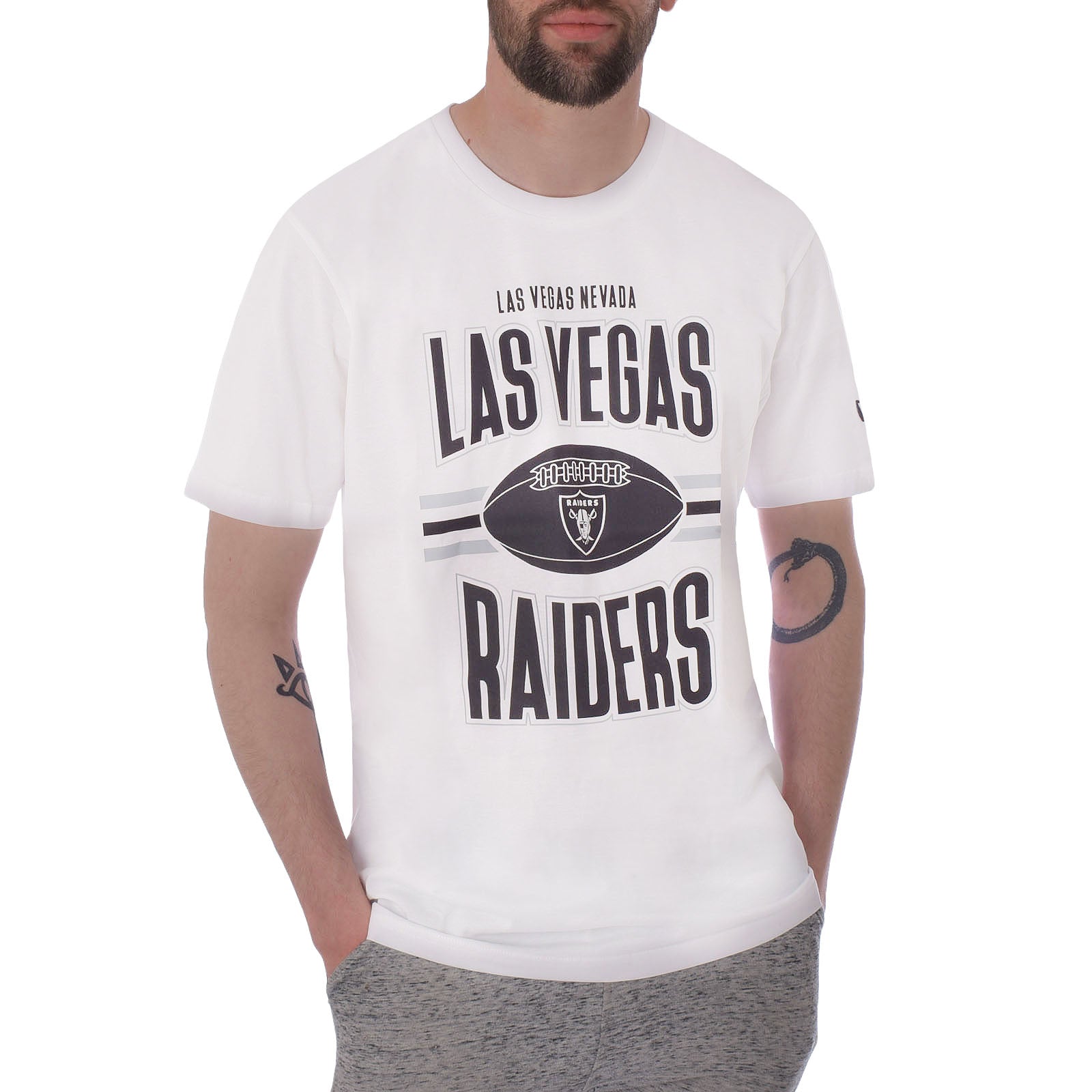 New Era Las Vegas Raiders Mens Short Sleeve Shirt (White)