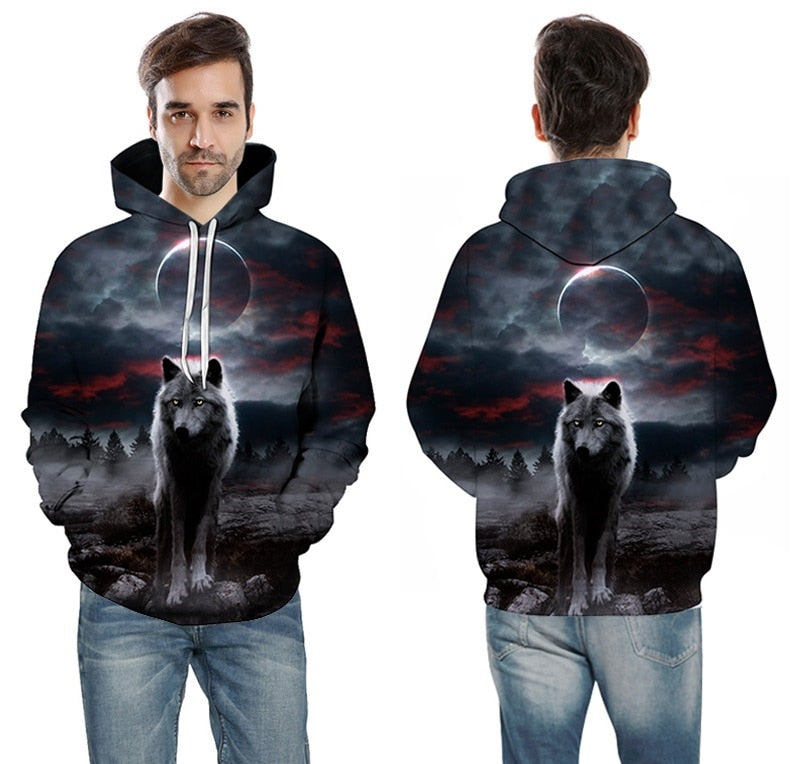 space galaxy wolf hoodie