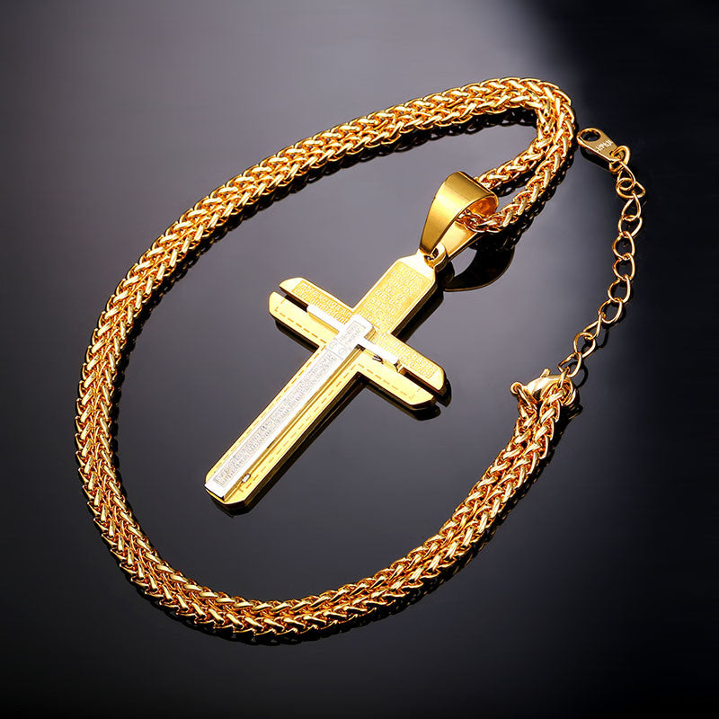 Download Double-Layer Two Tone Cross Necklace - Pluto99