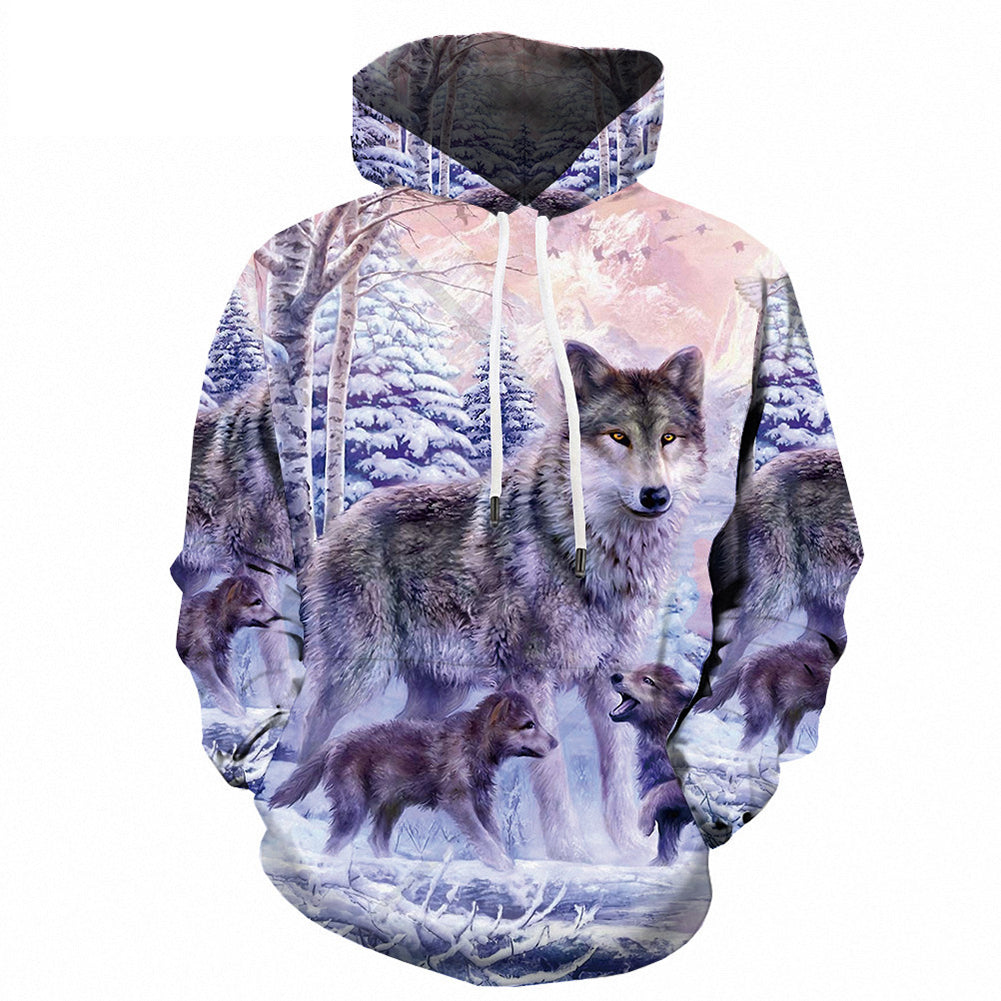 wolf print hoodie